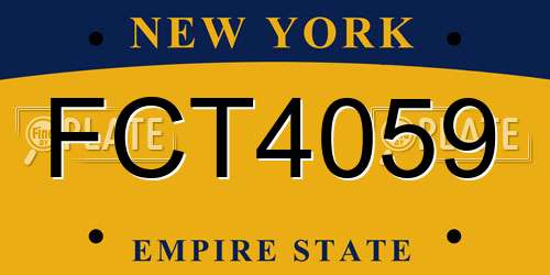FCT4059 New York License Plate