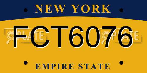 FCT6076 New York License Plate