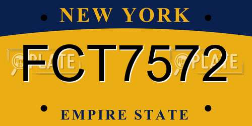 FCT7572 New York License Plate