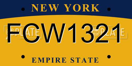 FCW1321 New York License Plate