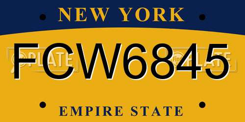 FCW6845 New York License Plate