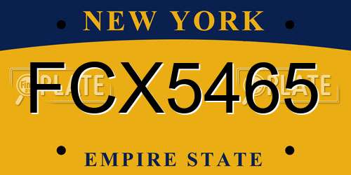 FCX5465 New York License Plate