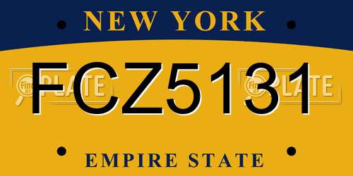 FCZ5131 New York License Plate