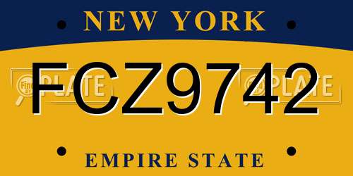 FCZ9742 New York License Plate
