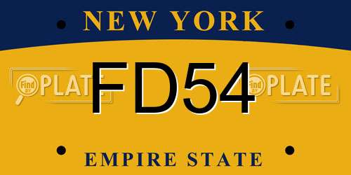 FD54 New York License Plate