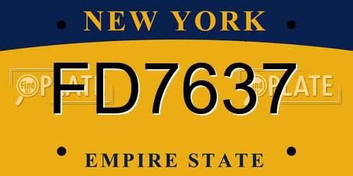 FD7637 New York License Plate