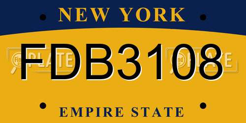 FDB3108 New York License Plate