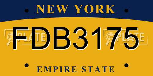FDB3175 New York License Plate