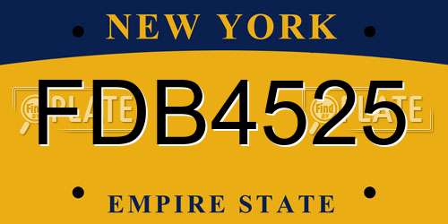 FDB4525 New York License Plate