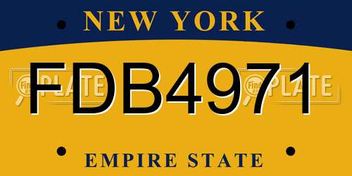 FDB4971 New York License Plate