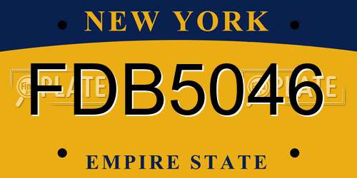 FDB5046 New York License Plate