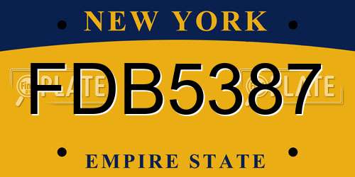 FDB5387 New York License Plate