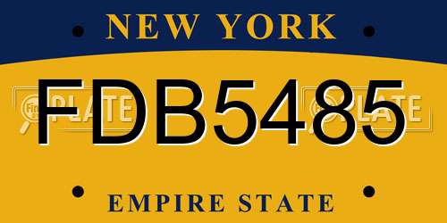 FDB5485 New York License Plate