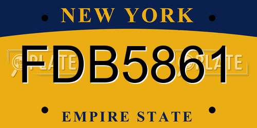 FDB5861 New York License Plate