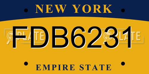 FDB6231 New York License Plate