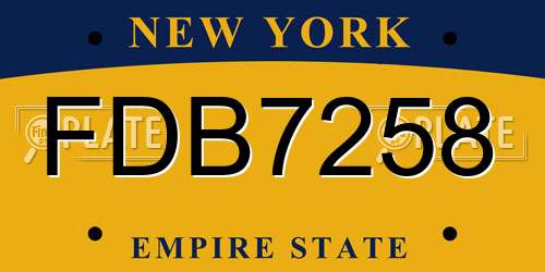 FDB7258 New York License Plate