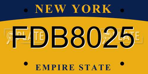 FDB8025 New York License Plate