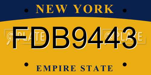 FDB9443 New York License Plate