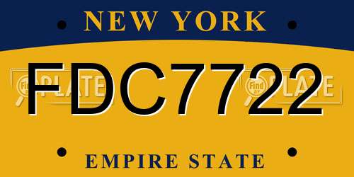 FDC7722 New York License Plate