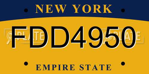 FDD4950 New York License Plate