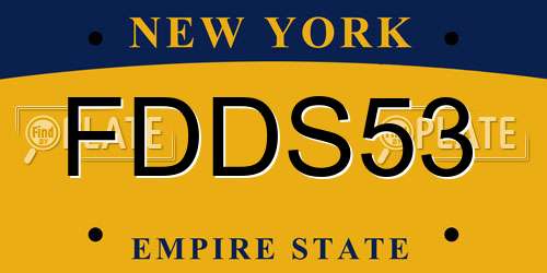 FDDS53 New York License Plate