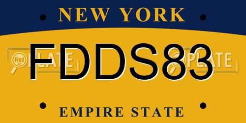 FDDS83 New York License Plate