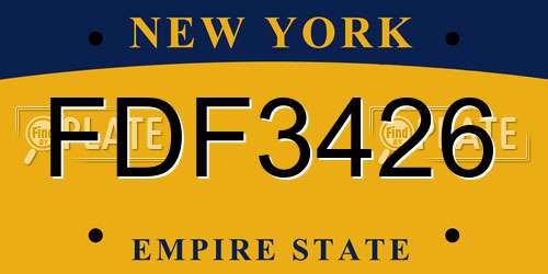 FDF3426 New York License Plate