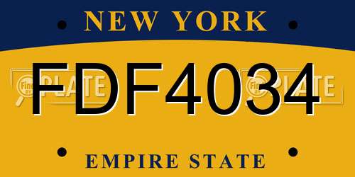 FDF4034 New York License Plate