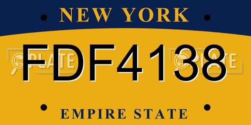 FDF4138 New York License Plate