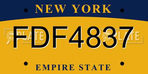 FDF4837 New York License Plate