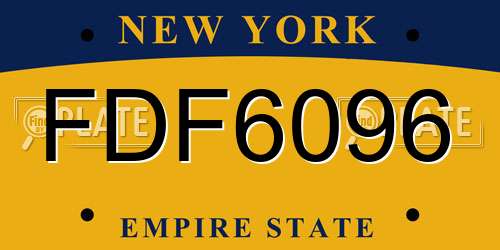 FDF6096 New York License Plate