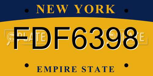 FDF6398 New York License Plate