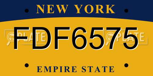FDF6575 New York License Plate