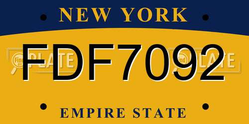 FDF7092 New York License Plate