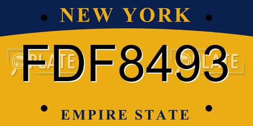 FDF8493 New York License Plate