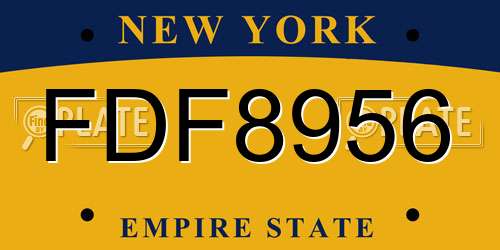 FDF8956 New York License Plate