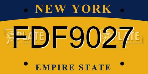 FDF9027 New York License Plate