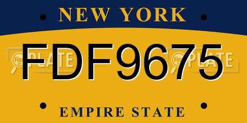 FDF9675 New York License Plate