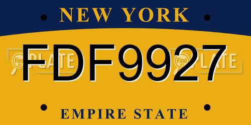 FDF9927 New York License Plate