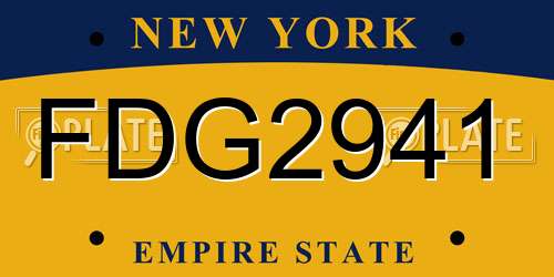 FDG2941 New York License Plate
