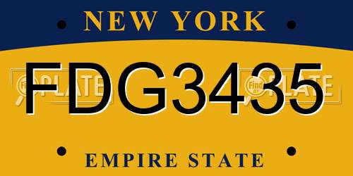 FDG3435 New York License Plate