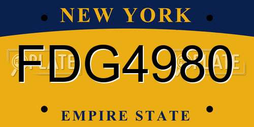 FDG4980 New York License Plate