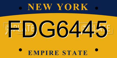 FDG6445 New York License Plate