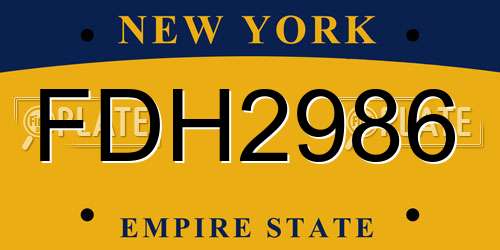 FDH2986 New York License Plate