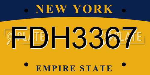 FDH3367 New York License Plate