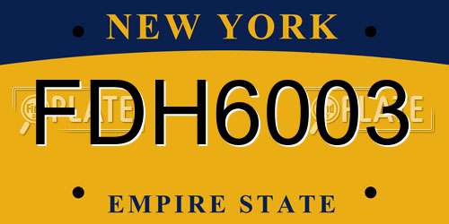 FDH6003 New York License Plate