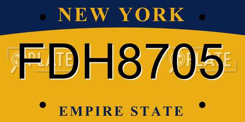 FDH8705 New York License Plate