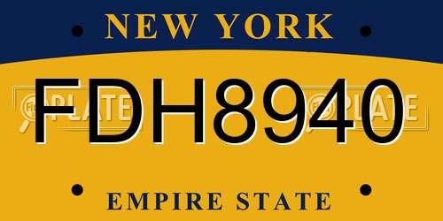 FDH8940 New York License Plate