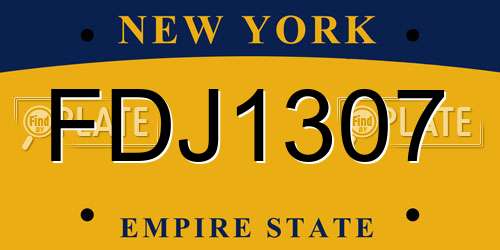FDJ1307 New York License Plate