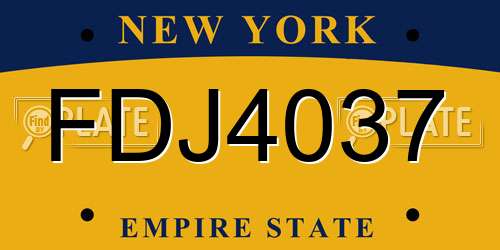 FDJ4037 New York License Plate